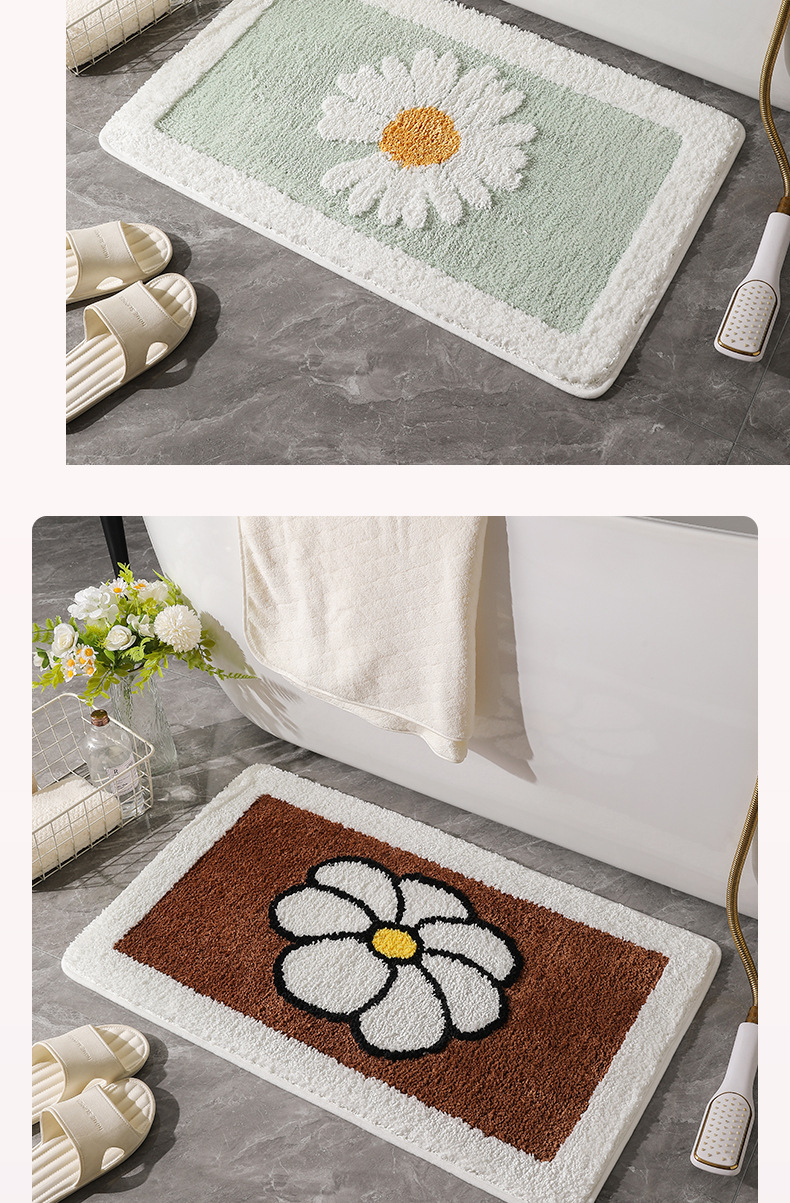 跨境加厚门垫客厅进门地毯卧室卫生间门口脚垫浴室花朵防滑垫子详情6