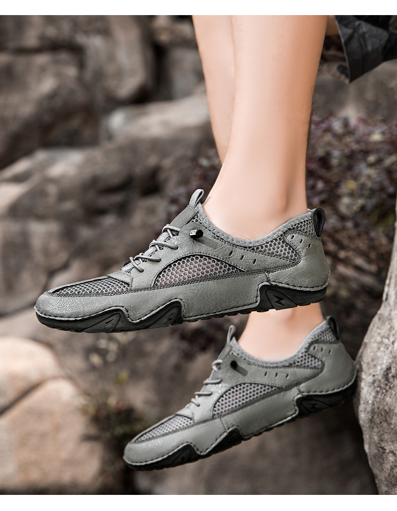 真皮牛皮跨境新款男士休闲运动鞋大码缝制透气网面鞋八爪鱼男鞋子详情30