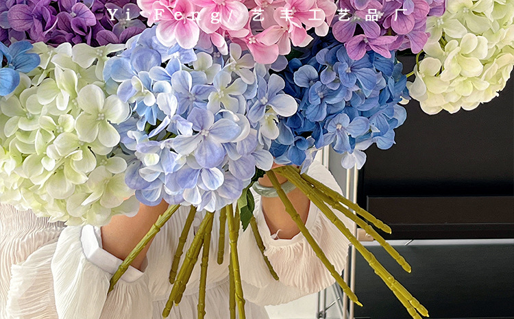 高级单枝3D仿真绣球花假花装饰插花批发钻石绣球婚庆花材摆件客厅详情12