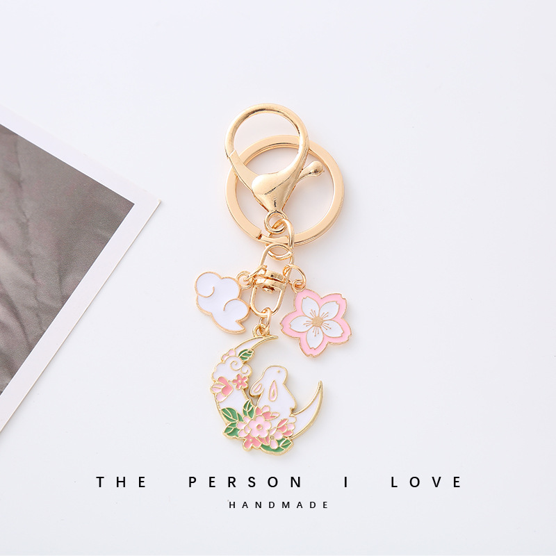 国潮中秋节花前月下兔子钥匙扣节日团圆包包挂件吊坠朋友礼物配饰礼物详情5