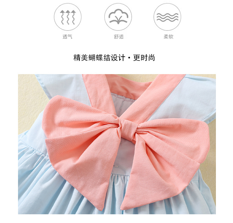 夏装女童打揽百褶公主裙西班牙女童飞袖连衣裙棉女宝宝生日裙外贸详情3