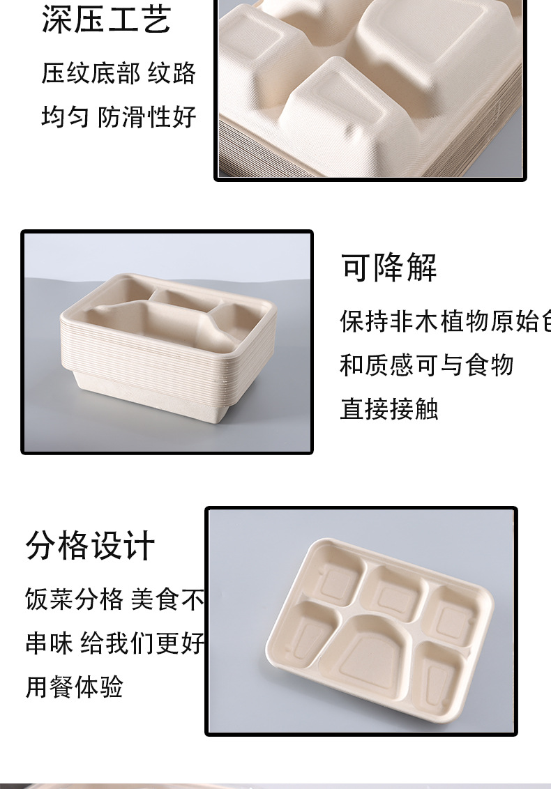 一次性可降解食堂餐盒外卖专属打包盒三格四格五格多格盒学校食堂详情18
