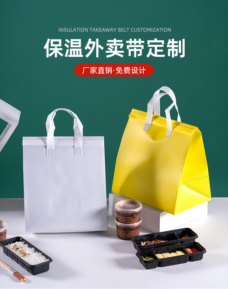 Wholesale and customization of non-woven fabric insulated bags, milk tea takeout packaging bags, catering bags, laminated non-woven fabric bags, handbags pic 4