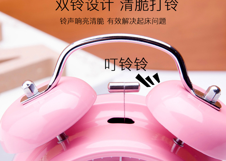 亚马逊热卖双打铃闹钟创意经典静音学生大声双铃3D数字打铃钟详情6