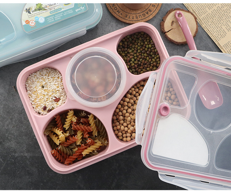 INS日式可爱四格塑料餐盒饭盒儿童 成人五格便当盒可微波炉快餐盒详情12