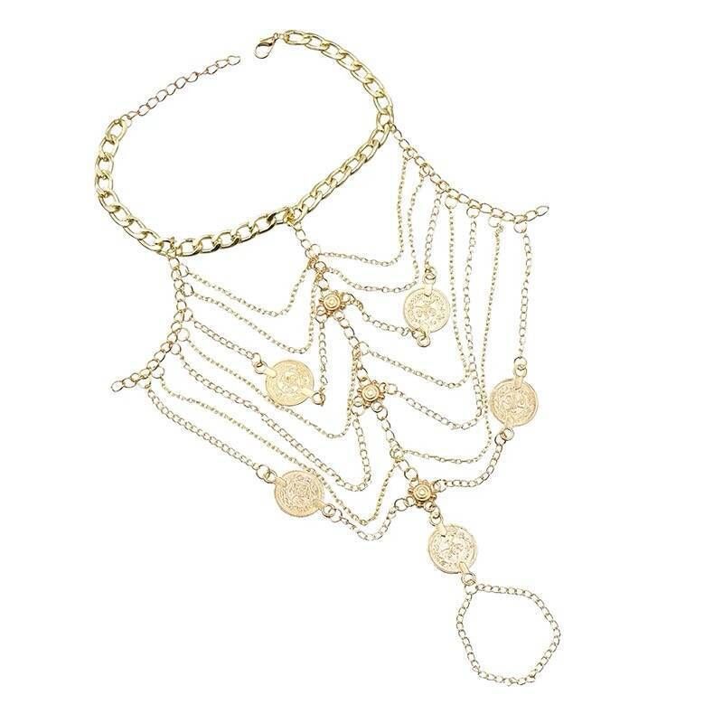 异域风情流苏多层脚链纯欲脚背cos复古宫廷风吊坠性感足控足饰详情9