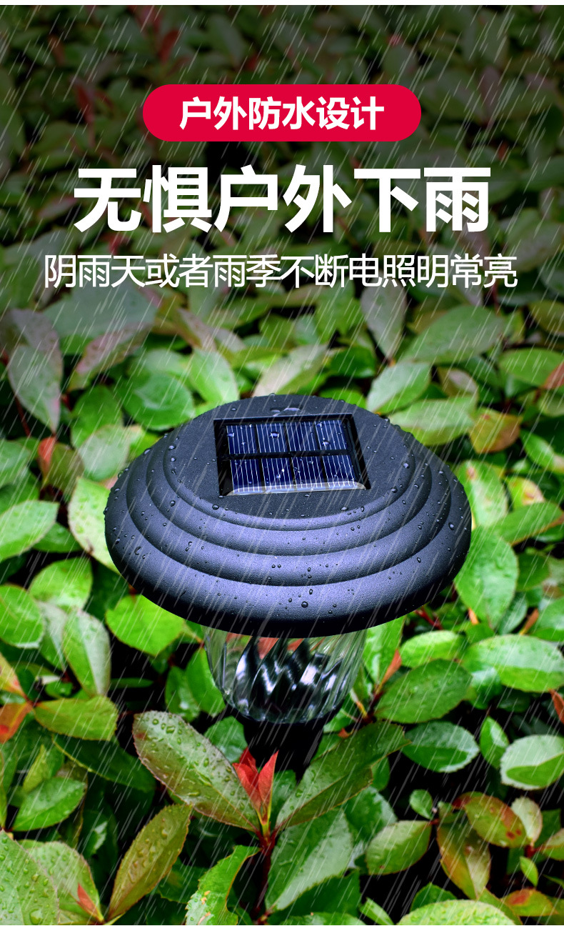 Solar-powered ground plug-in lawn lights, courtyard lighting, LED waterproof grass garden, villa yard, home landscape lights pic 3