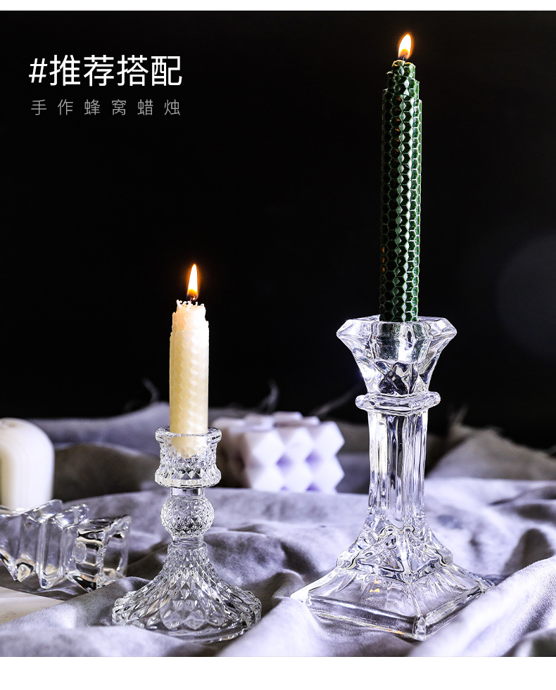 French Nordic-style retro crystal candlestick, glass romantic candlelight dinner, wedding shooting props in INS style pic 10