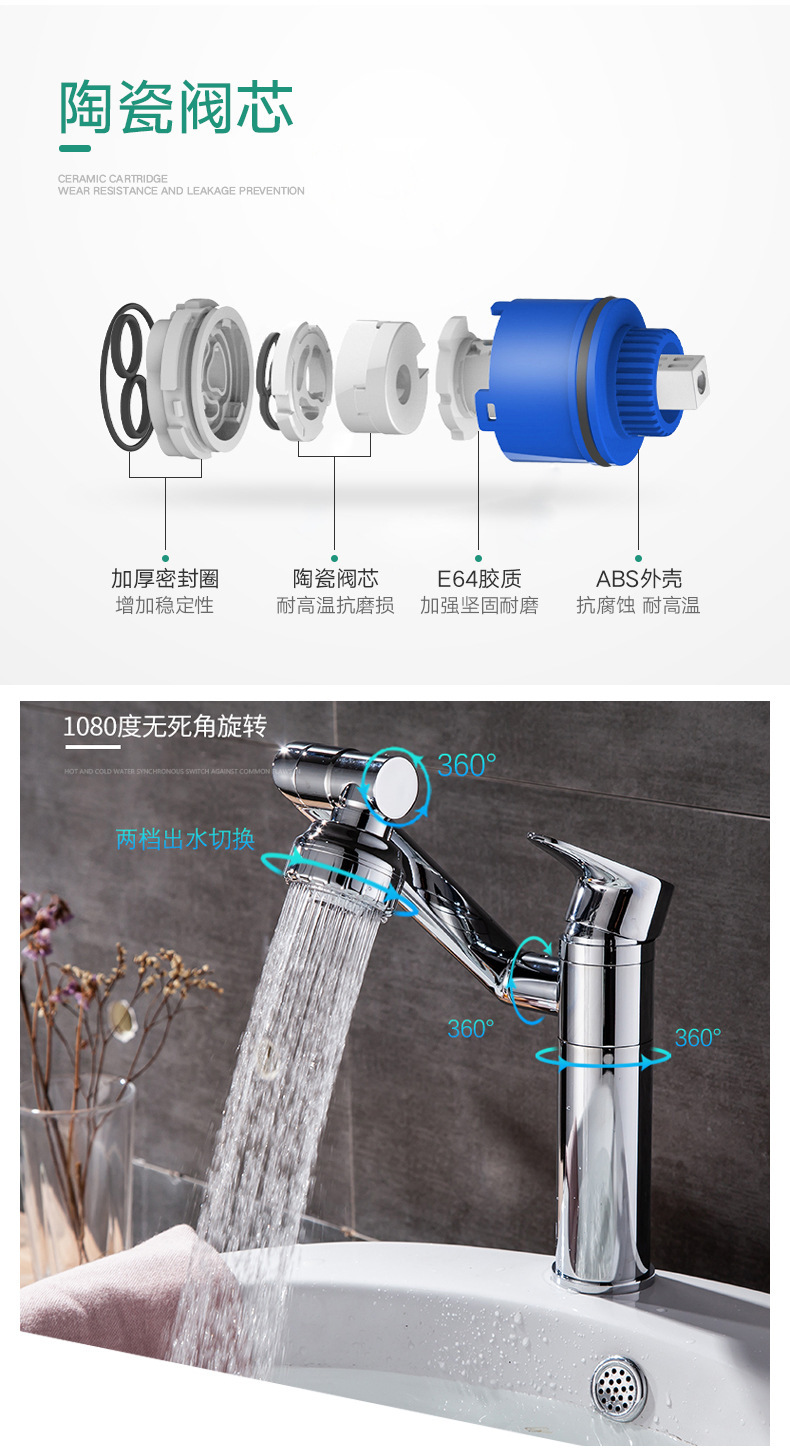 Universal faucet, washbasin, hot and cold, washbasin, countertop basin, bathroom, multi-functional Maneki Neko faucet pic 13