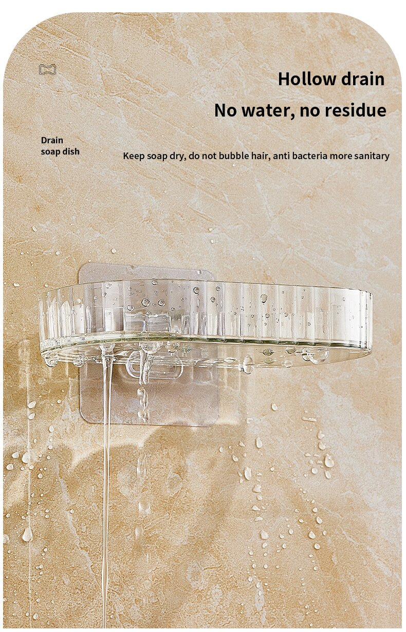 Transparent and simple PET high-quality, seamless soap box, non-punching, water-draining soap box rack, bathroom storage and storage, moisture-proof soap box tray pic 25
