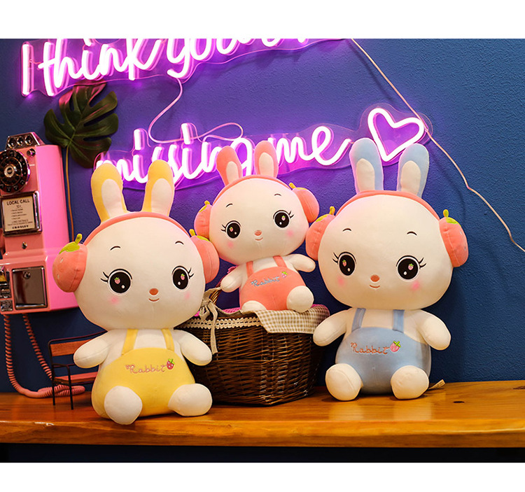 创意新款可爱水果耳机兔子公仔萌萌兔毛绒玩具儿童抱枕地推公仔详情17