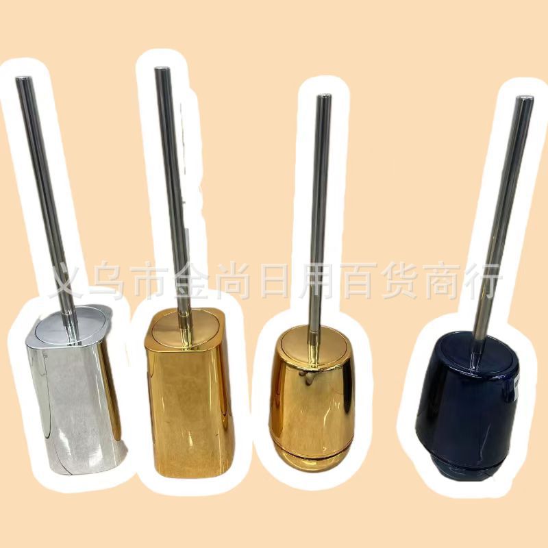 Gold-plated toilet brush for household bathroom cleaning, no blind spots, with base, bathroom long handle gold-plated set pic 8