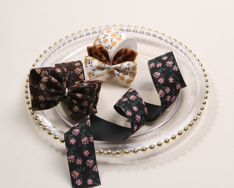 Single-sided floral English polka dot twill printed webbing DIY bow hair accessory shoelaces top hat decoration pic 18