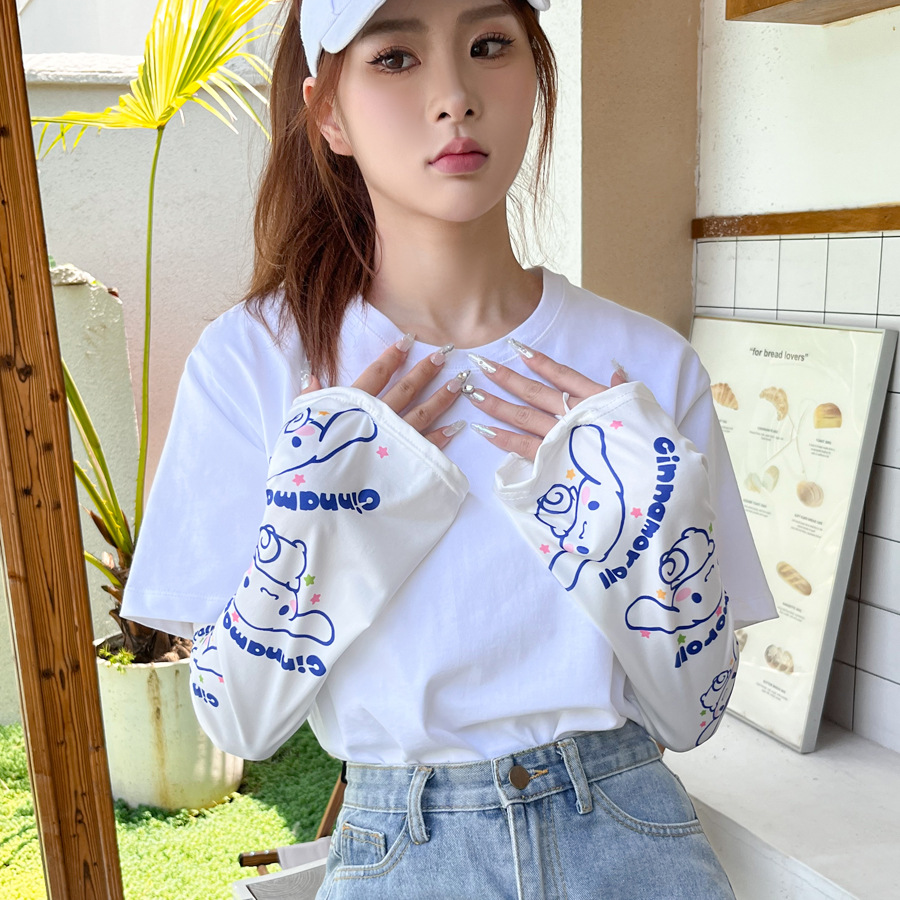 网红新款高颜值宽松防晒冰袖女学生夏季新款冰丝袖套防紫外线手袖详情1