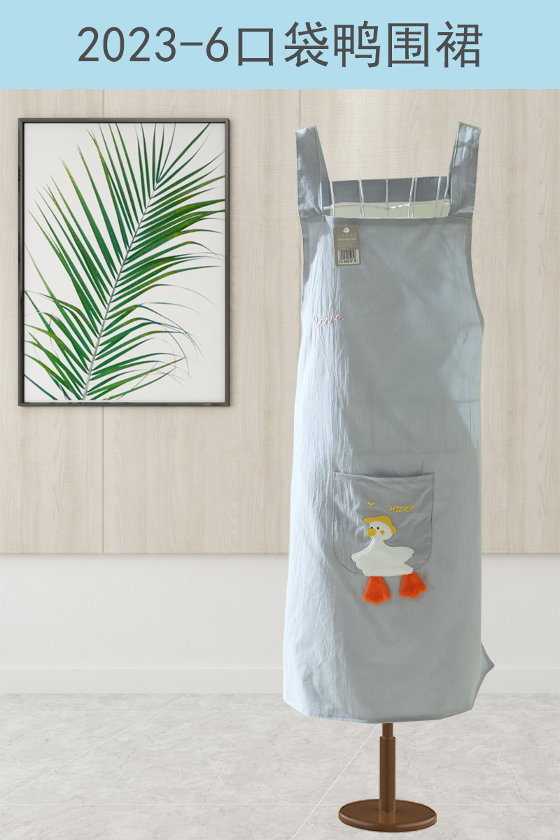 卡通动物双层防水布艺围裙 康乐屋全棉口袋家用无袖女围裙批发详情3