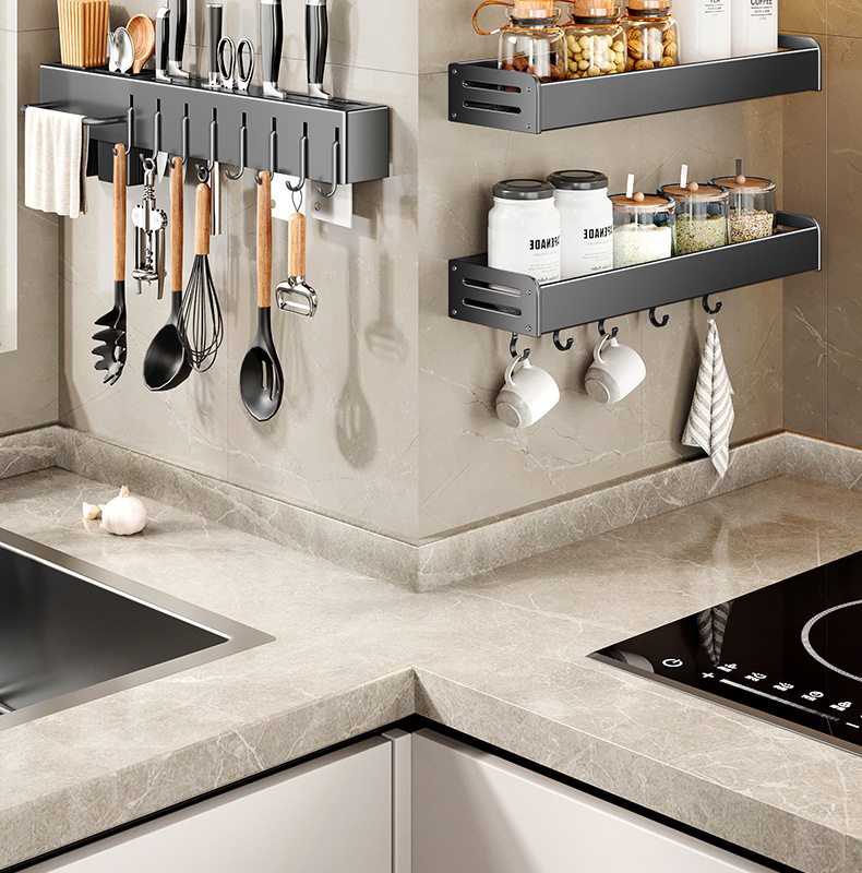 Multi-functional kitchen knife rack and storage rack 筷笼 integrated knife storage rack, wall-mounted household chopstick holder without drilling pic 23