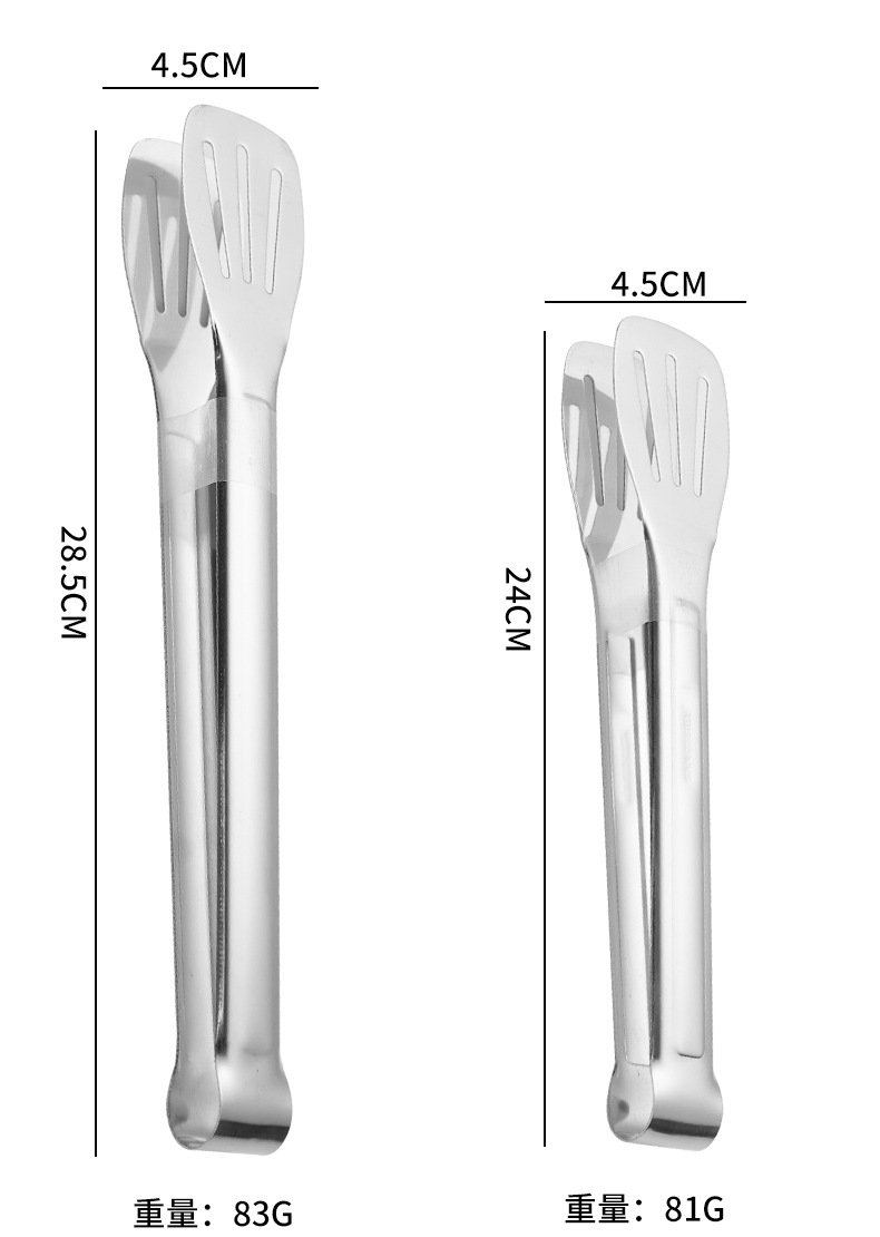 不锈钢三线食品夹加厚食物夹面包夹家用烧烤牛排夹酒店自助餐夹子详情10