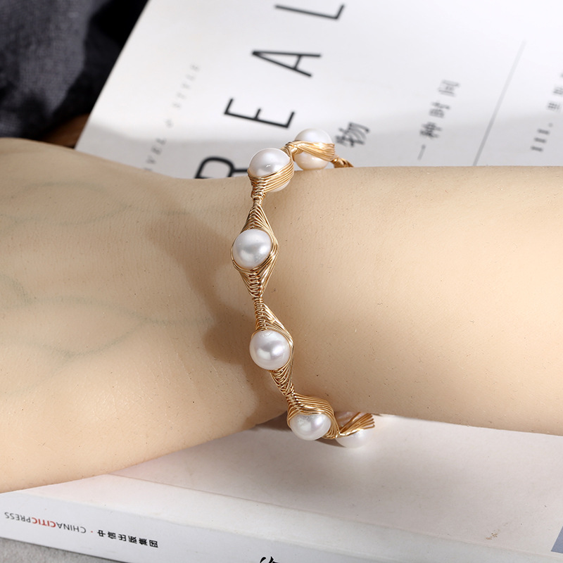 High-end natural freshwater pearl jewelry from Japan and South Korea, 14K gold-plated wound bracelet, eight-pearl hand-wound bracelet pic 15