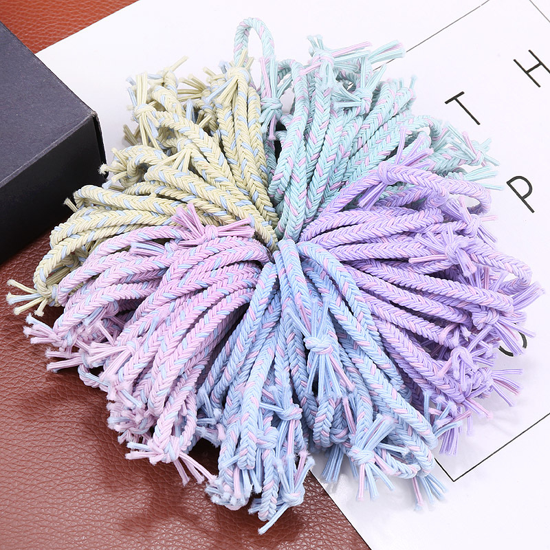 Korean version cute colorful woven rubber bands, candy-colored knotting hair ties, spring-colored hair bands, bows, forest girl headwear pic 6