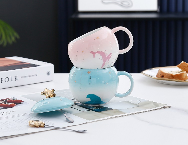 Cartoon rocket Planet mug, creative space astronaut water cup, large-capacity coffee cup gift box, ceramic cup pic 43