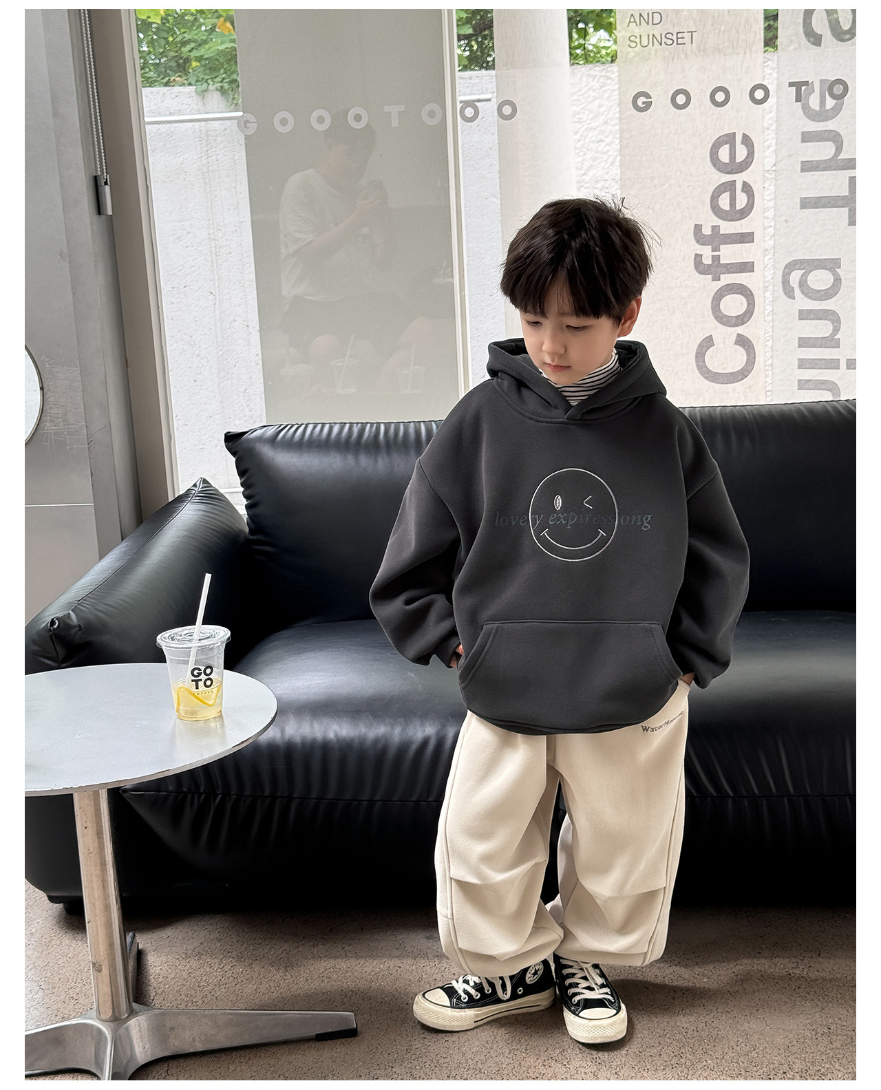 童酷2024儿童冬款湖州织里童装韩版宝宝上衣笑脸刺绣连帽男童卫衣详情21