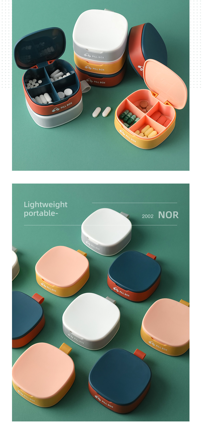 密封收纳带盖药盒便携式分装塑料收纳盒七天迷你分药盒随身药丸盒详情8