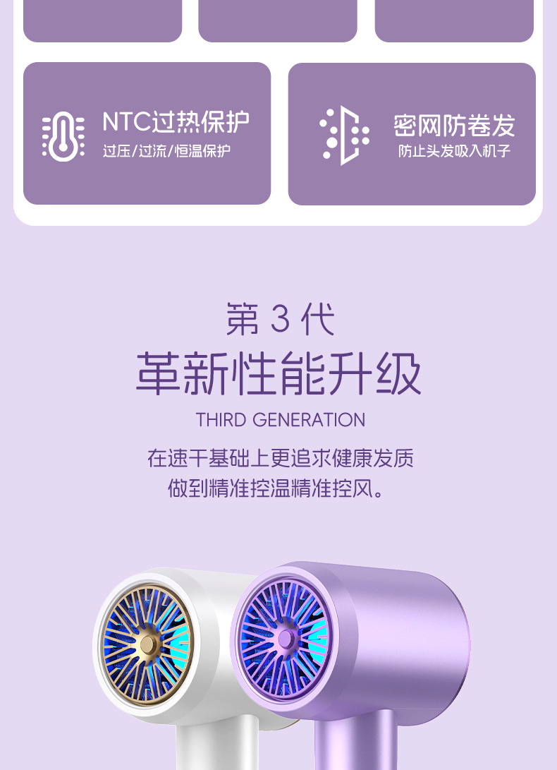 2024新款学生宿舍恒温小功率吹风机300W500W不伤发吹风筒批发跨境详情7