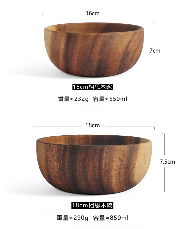 Love wood bowls, original wood plates, solid wood plates, tableware, salad bowls, wooden fruit plates, dried fruit and coarse grain shallow-mouthed bowls pic 20