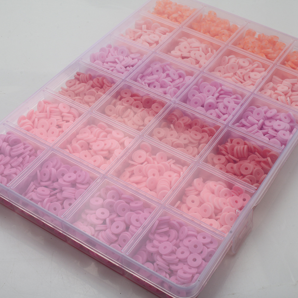 软陶片串珠渐变单色6mm 饰品DIY手链项链饰品配件24格软陶片盒装详情13