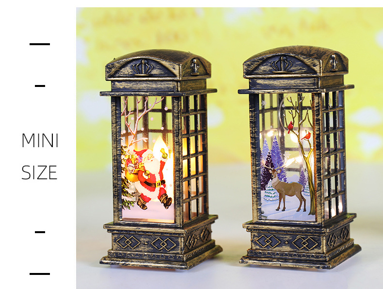Cross-border new Christmas decorations: small wind lamps, retro phone booths, night lights, and creative Christmas gifts pic 5