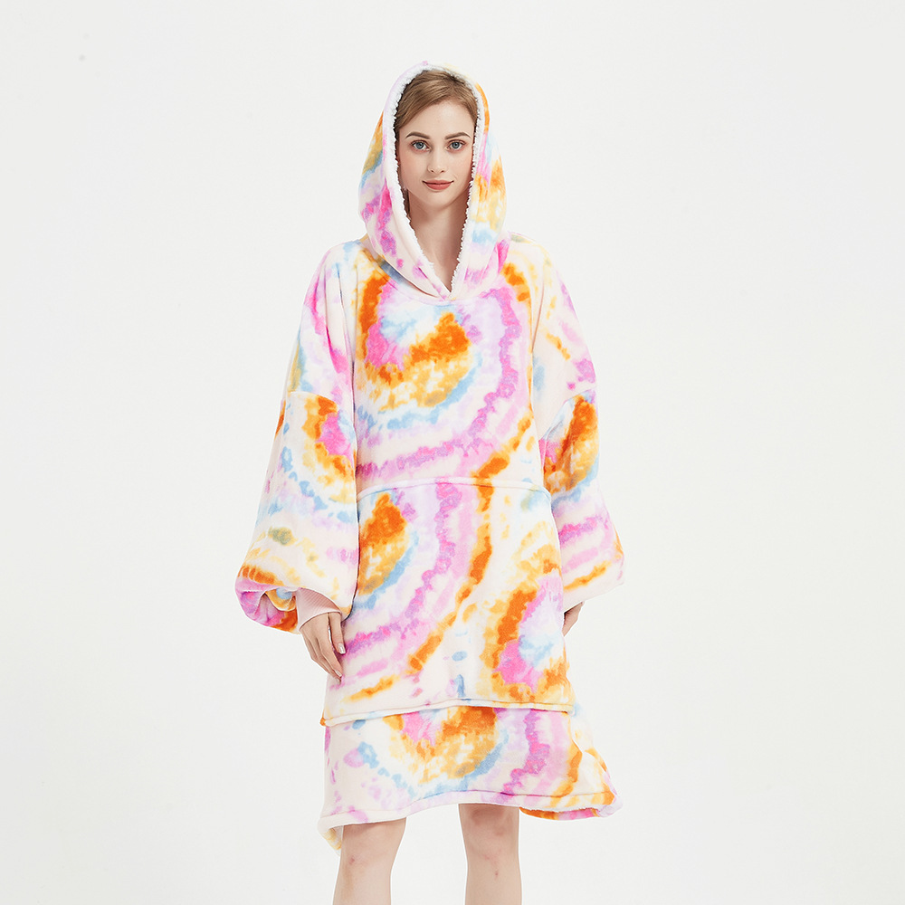 鹏民懒人套头抓绒服连帽电视毯户外衣保暖睡袍懒人毯防寒衣现货批2023新款详情9