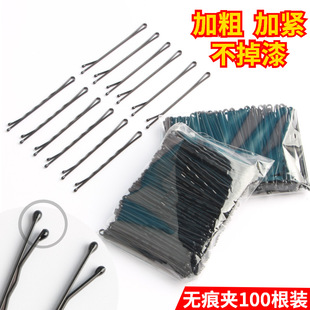 韩式网红一字夹袋装发夹女可爱头饰简约黑色发卡波浪夹子儿童发饰详情10