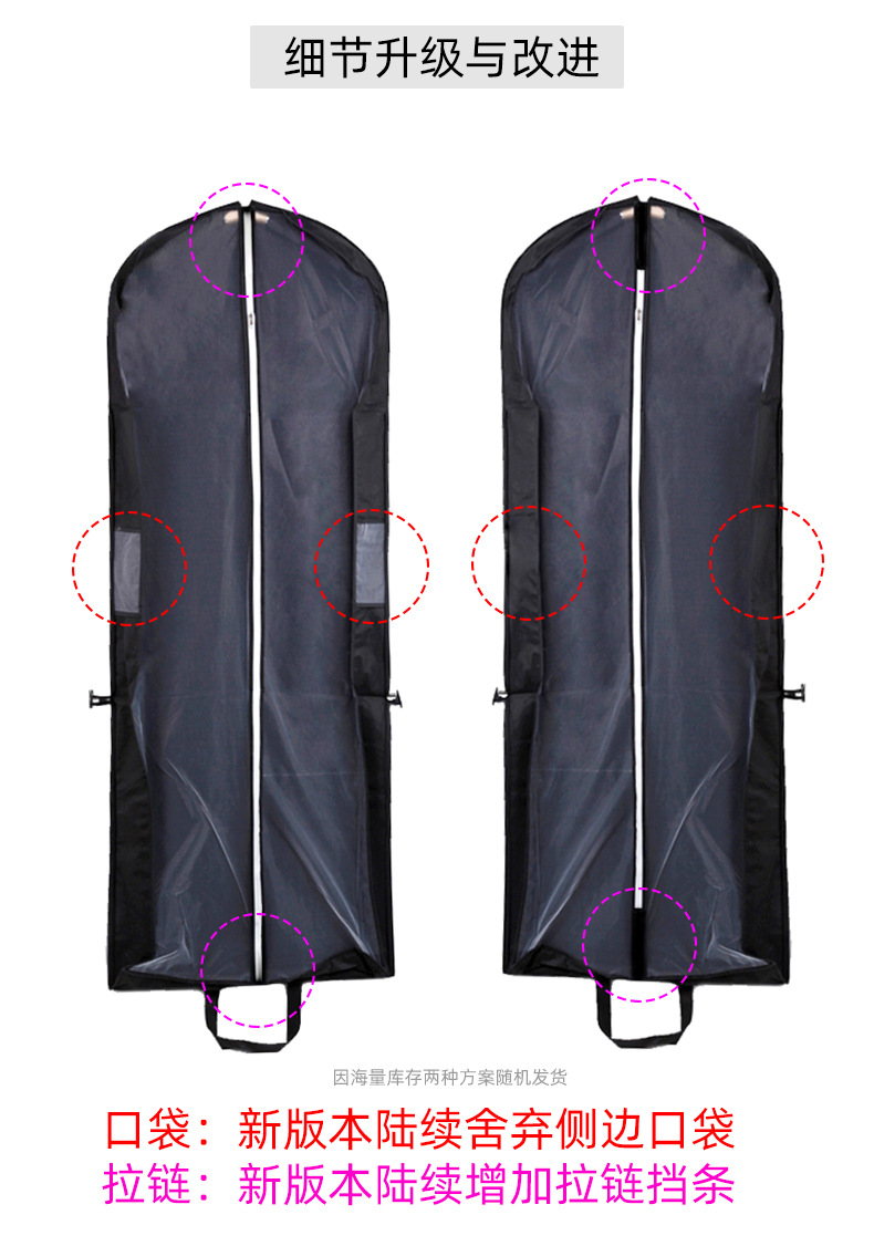 Cross-border wholesale non-woven fabric wedding dress and formal wear dust covers, clothing storage bags, dust-proof covers, folding dual-purpose handbags pic 10