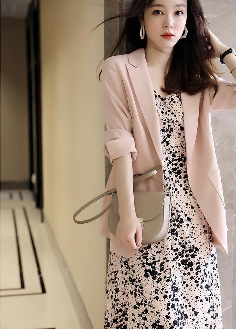 2022春夏季洋气显瘦七分袖西装裙子两件套大码女装胖妹妹遮肉套装详情14