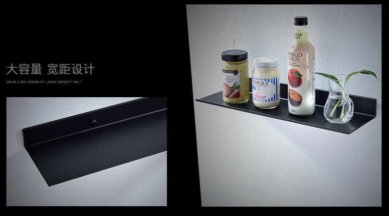 Black bathroom rectangular storage rack, mirror front stand, space aluminum matte bathroom storage rack, 30/40/50/60cm pic 14