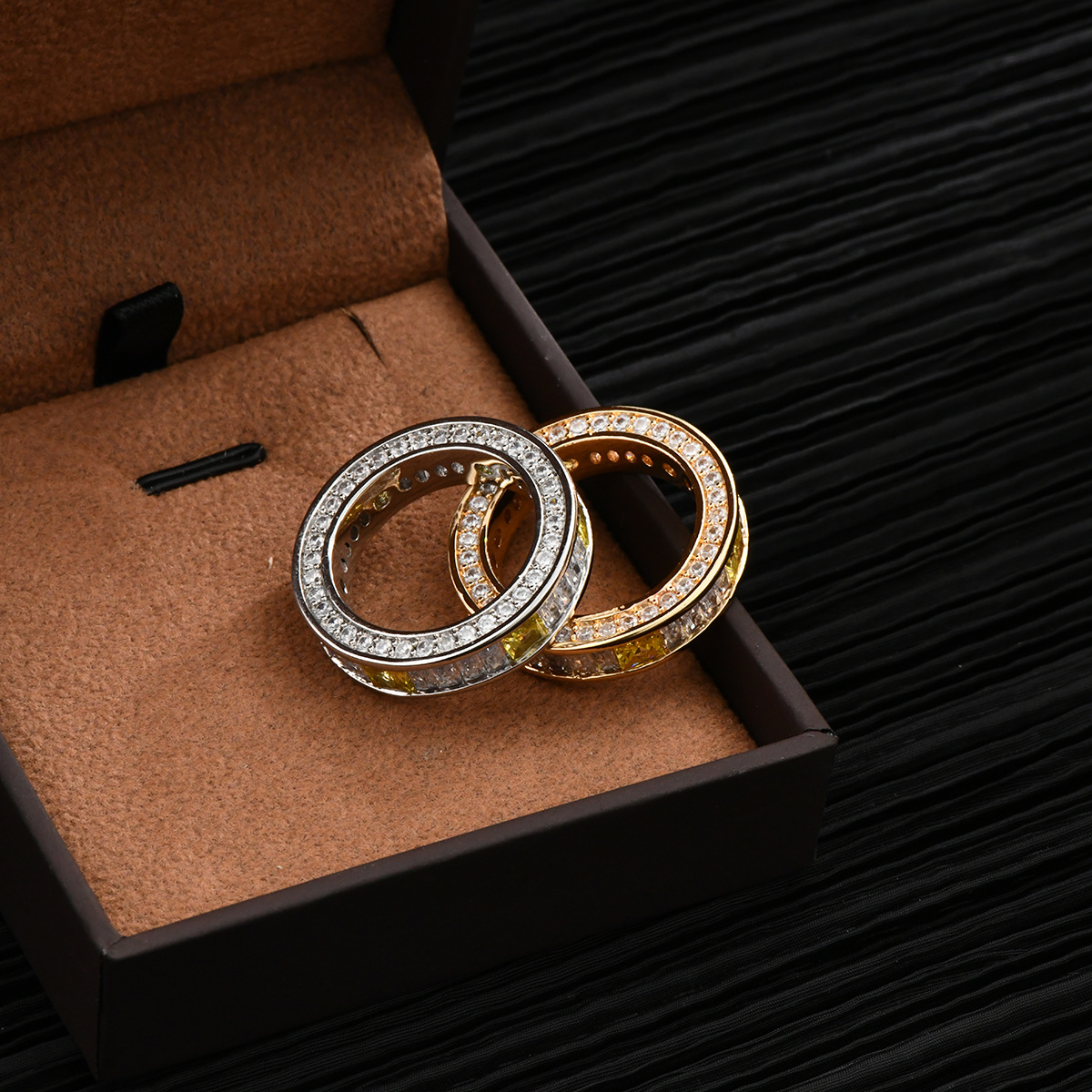 跨进热销厂家批发丝巾扣纯铜镶方锆戒指圈高档真金电镀戒指圈详情2