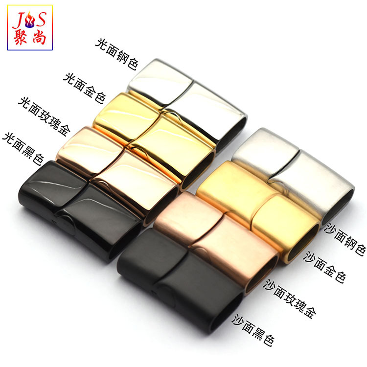 Stainless steel magnetic buckle wrist flat buckle head titanium steel bracelet switch woven leather rope chain suction titanium steel buckle diy pic 15