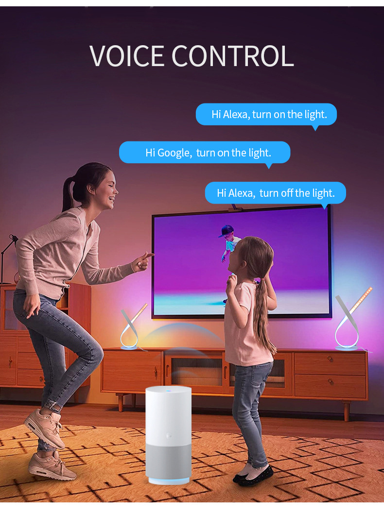 Creative, fashionable and personalized desk lamp for foreign trade, simple, romantic and warm bedroom, remote control dimming, smart APP, color-changing light RGB pic 4