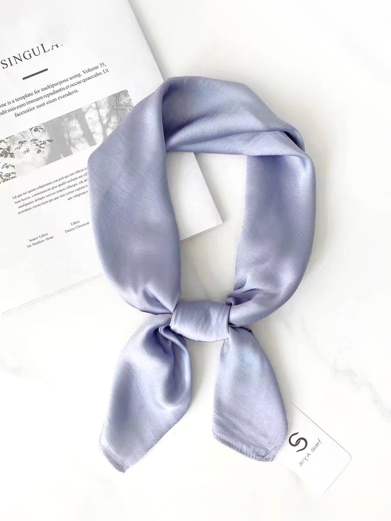 Cross-border exclusive new high-end nude-colored faux silk small square scarf, a versatile professional neckerchief for women in solid colors pic 18