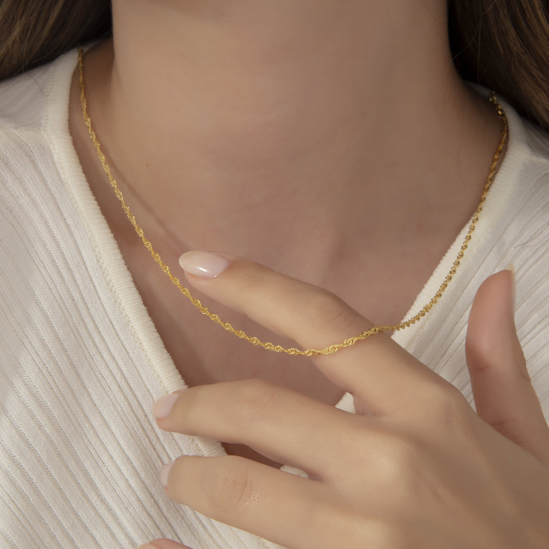 European and American cross-border stainless steel simple and versatile 18k gold plain chain, blade chain, twist chain, box chain, diy jewelry chain pic 31