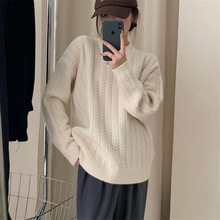 牛角扣麻花毛衣外套女装秋冬新款外穿纯色显瘦圆领短款针织开衫女详情2
