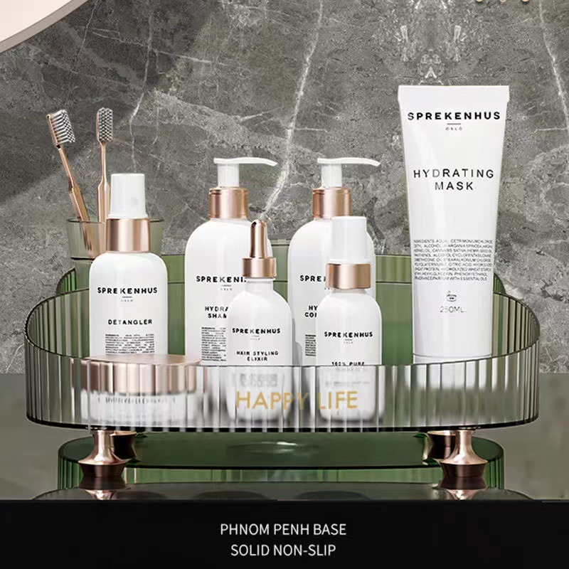 Light Luxury - Multi-functional desktop Storage Box, Light Luxury Cosmetics shelf, transparent organization box with feet, Entrance Box style pic 4