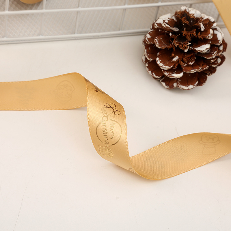 Dingxin 2.5CM Christmas ribbon in stock for wholesale, DIY gift box packaging, bow, Christmas tree printing, polyester tape pic 7