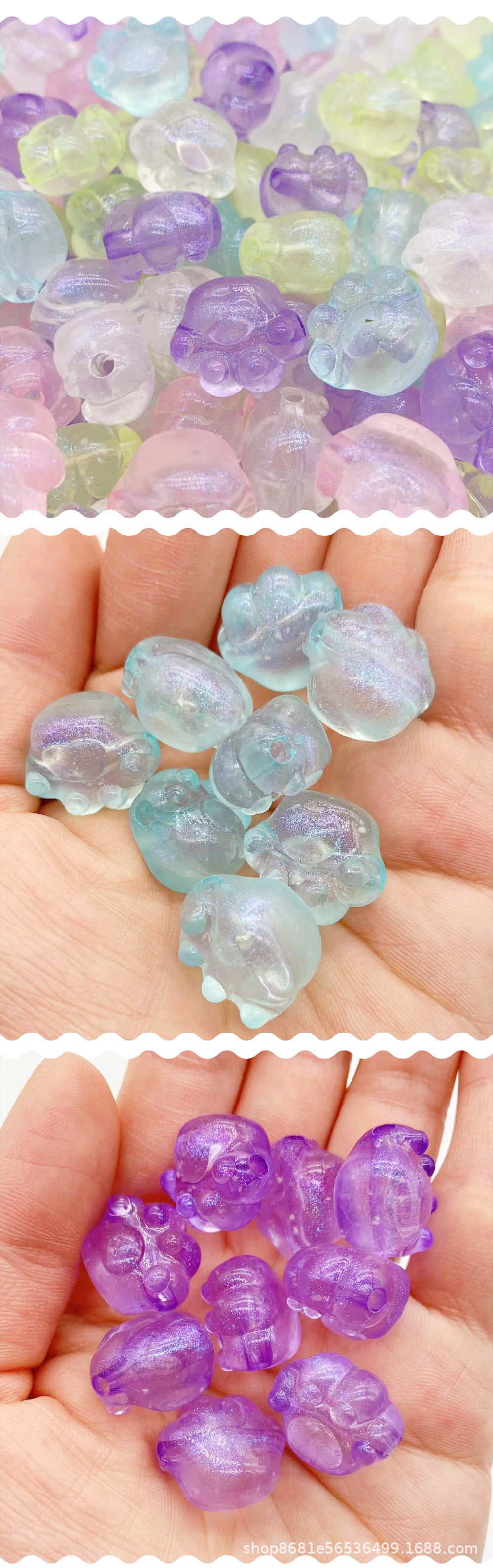 亚克力珠子人鱼姬细闪夜光星空猫爪子diy手工手机链车挂散珠批发详情2