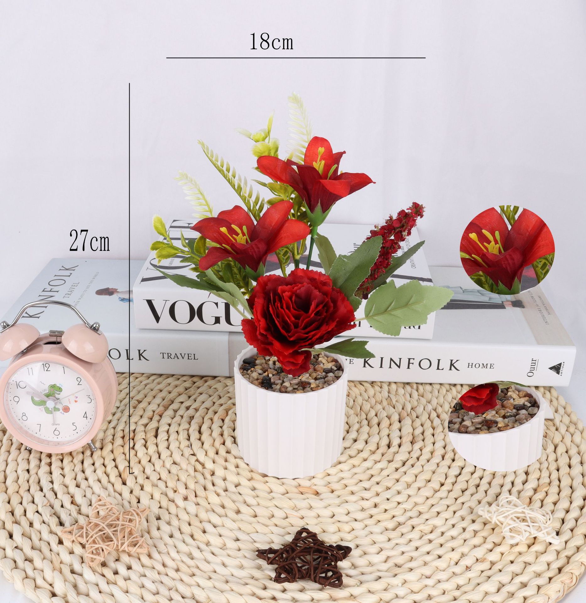 仿真康乃馨/仿真盆景/仿真花创意内室小摆件/亚马逊厂家直供详情2