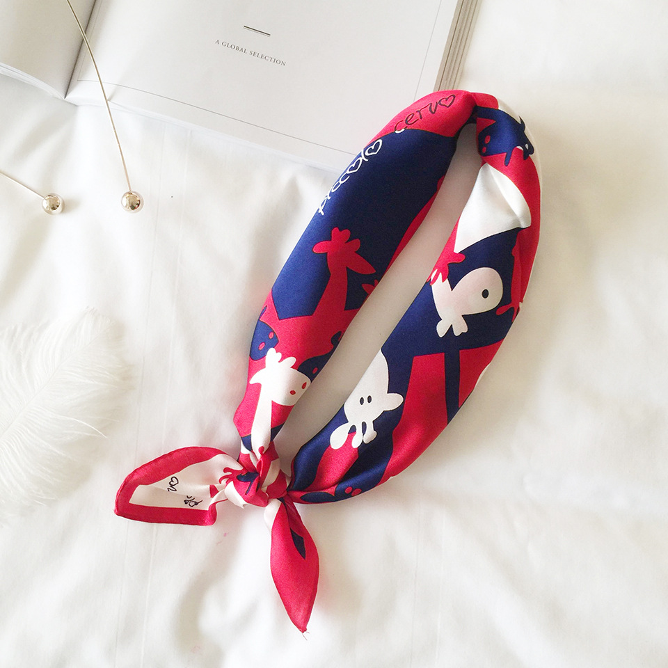 Wholesale silk scarves for overseas gifts and return gifts, cross-border silk autumn and winter decorative plain crepe satin 53cm floral neckerchiefs, small square scarves pic 125