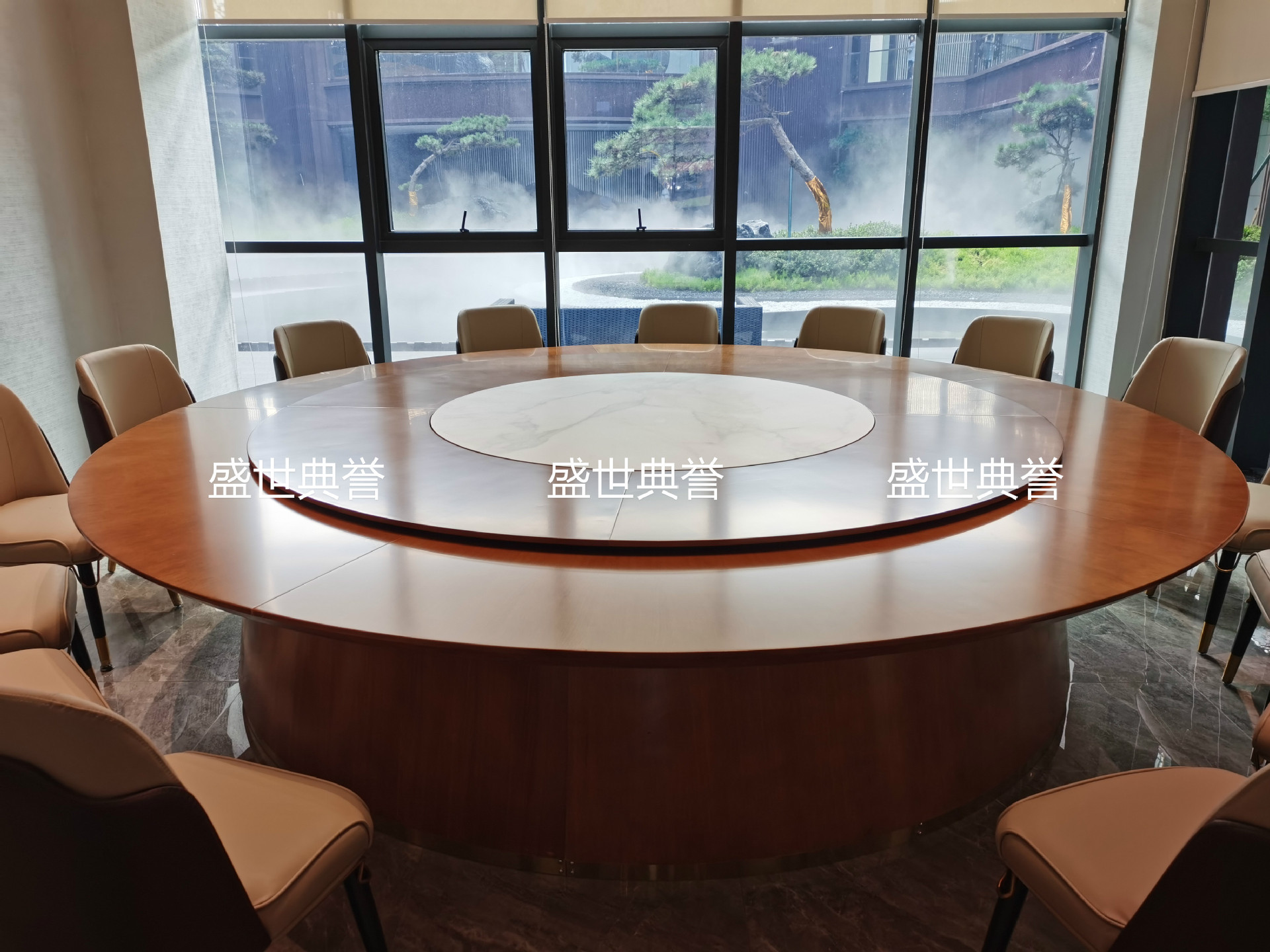 Nantong Seafood Hotel solid wood dining table, restaurant luxury private room, light luxury electric round table, club electric revolving table pic 19
