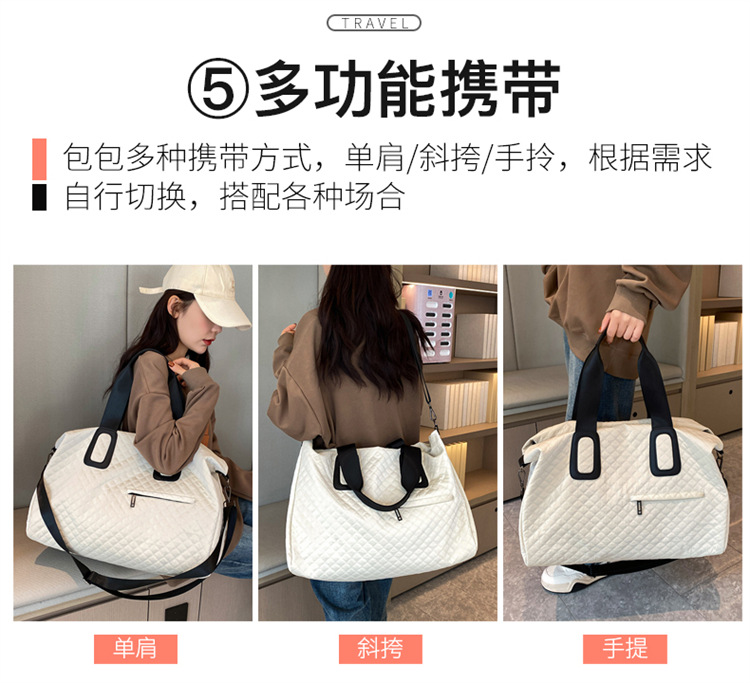 旅游手提包女时运动健身包尚韩版菱格跨境出门短途大容量旅行包详情13