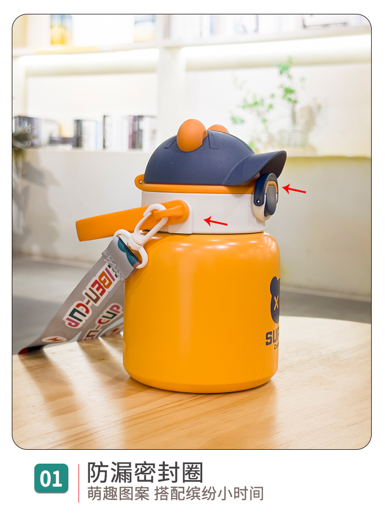 新款网红儿童保温杯可爱便携学生吸管杯316不锈钢大容量水杯详情16