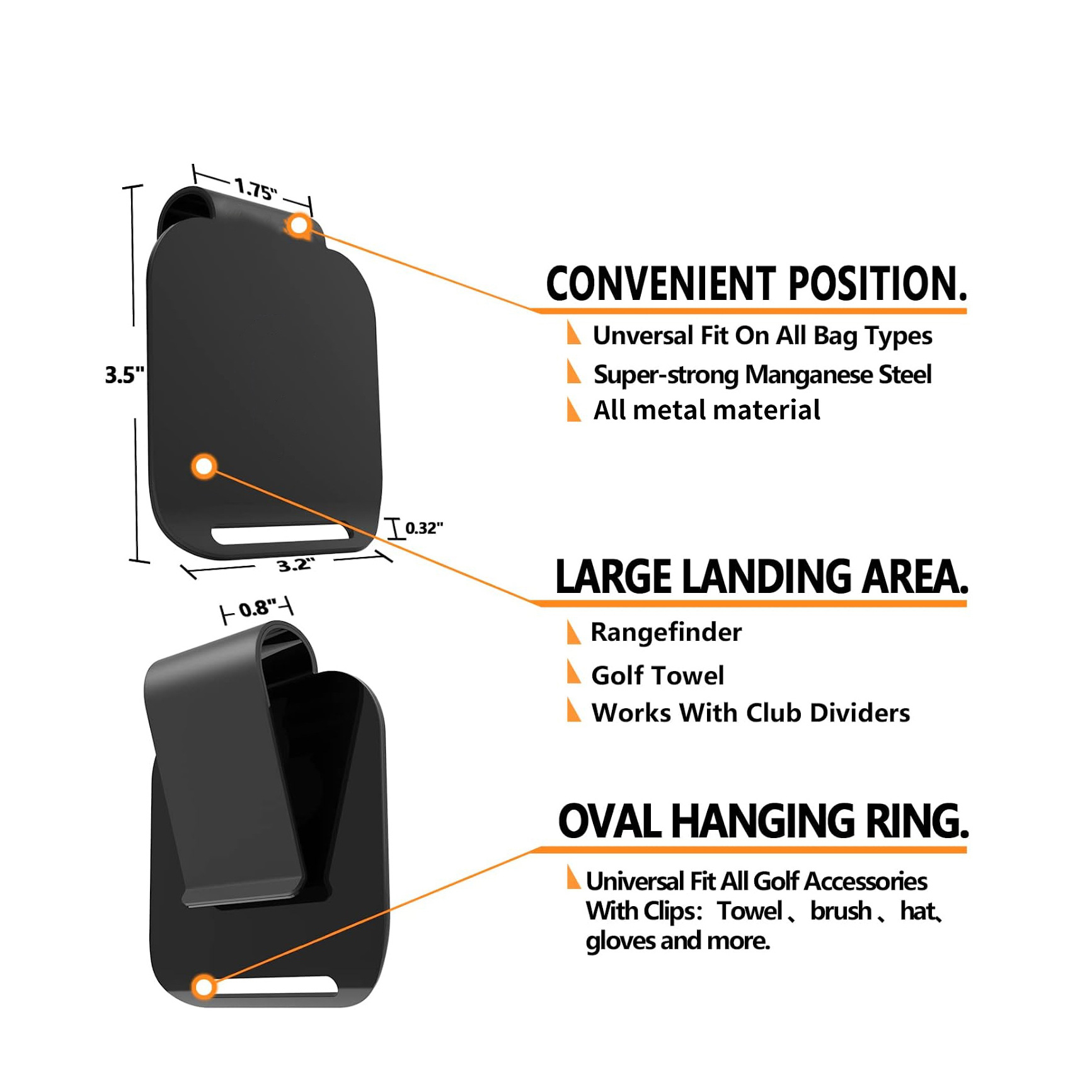 现货高尔夫金属包夹磁吸背夹便携球包创意三合一金属夹黑色帽夹详情5